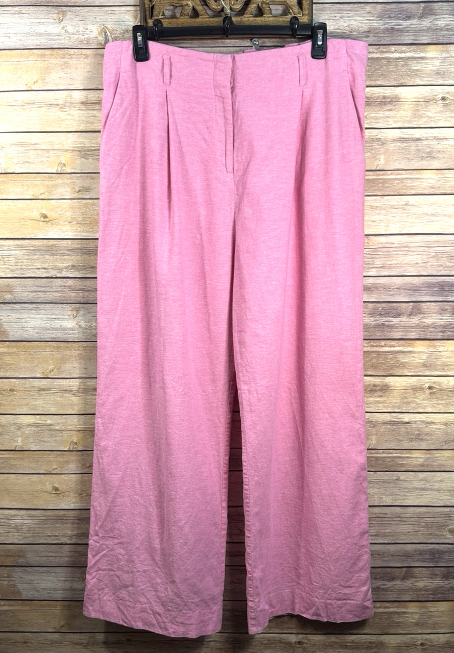 Draper James Womens Pink Linen Cotton Blend Wide Leg Lined Pants XXL